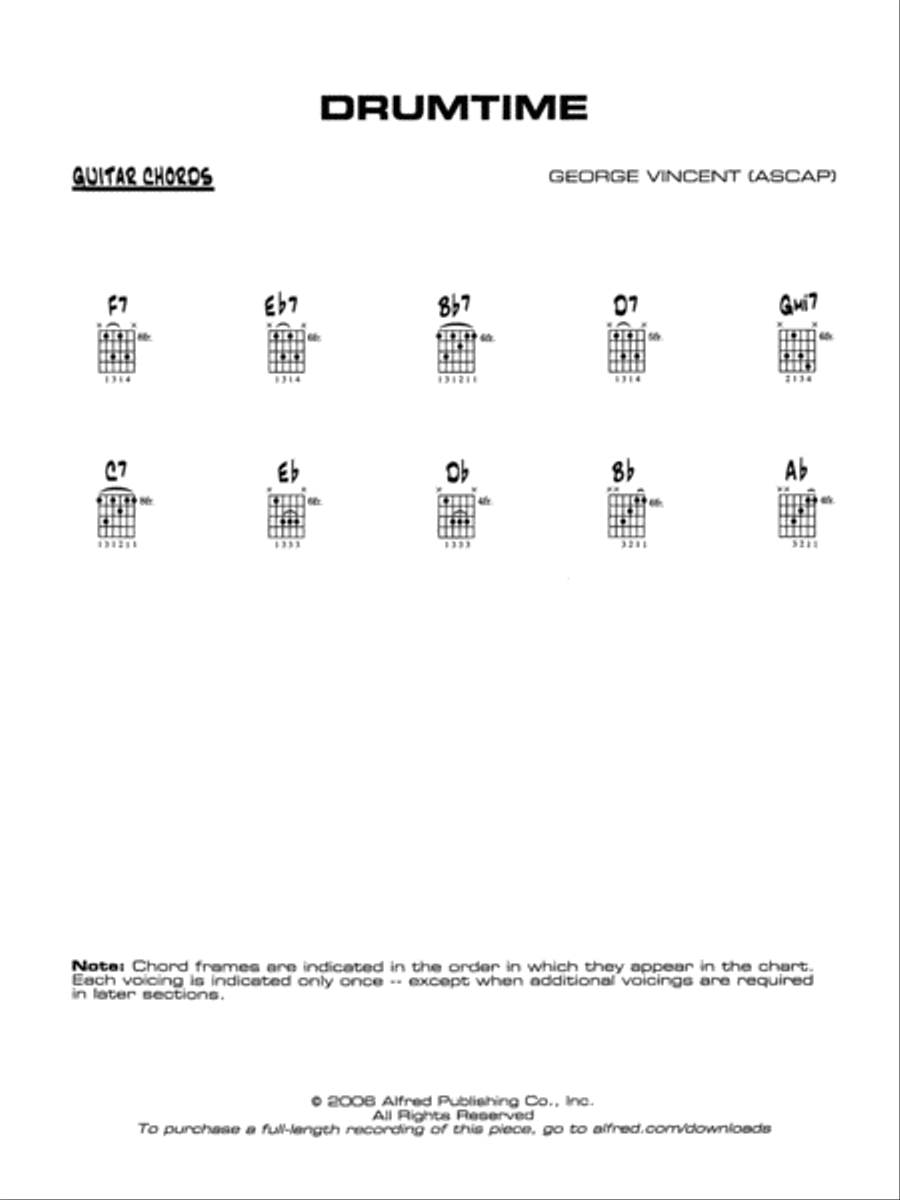 Drumtime: Guitar Chords Jazz Ensemble scores gallery preview page 1
