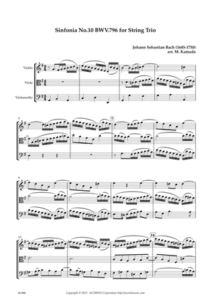 Sinfonia No.10 BWV.796 for String Trio