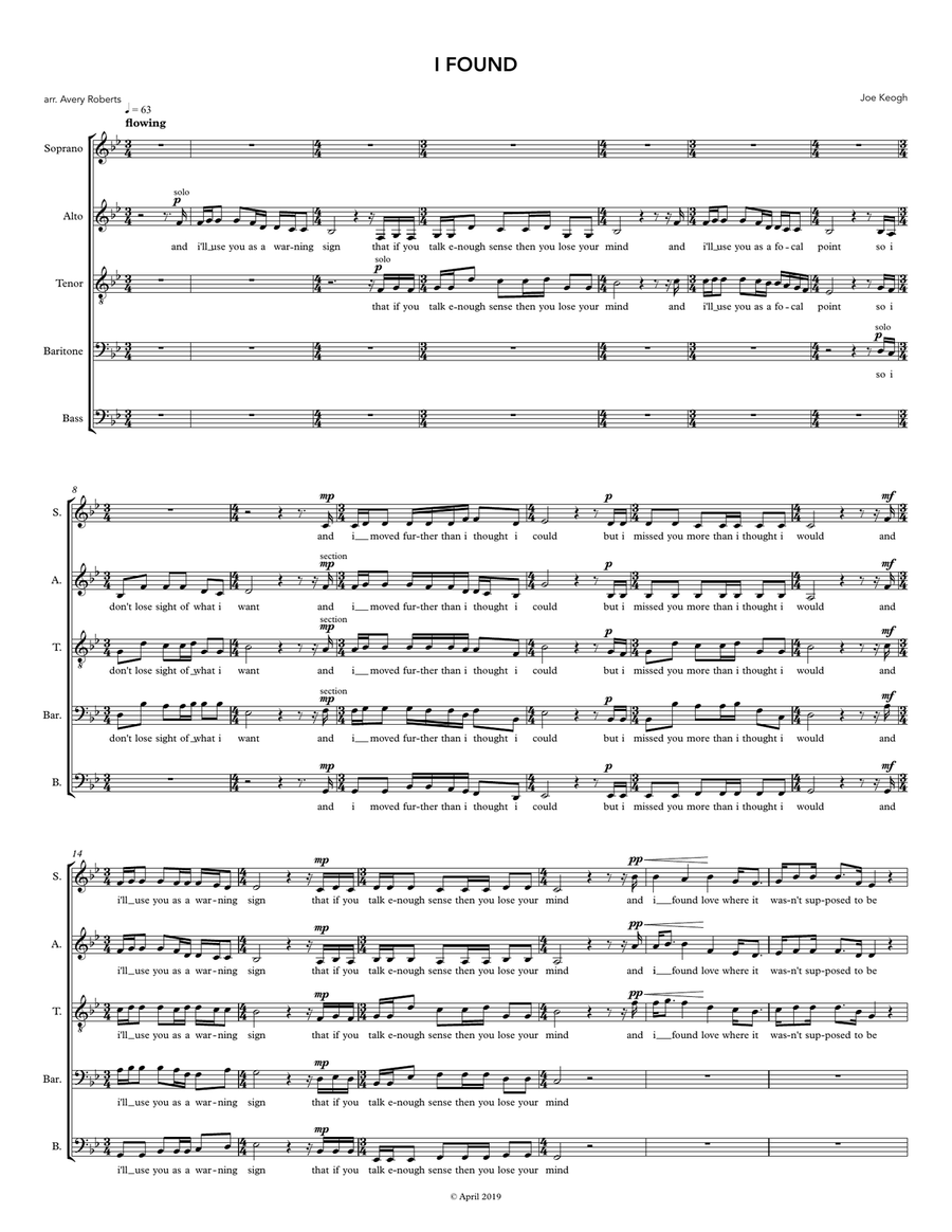 I Found A Cappella scores gallery preview page 1