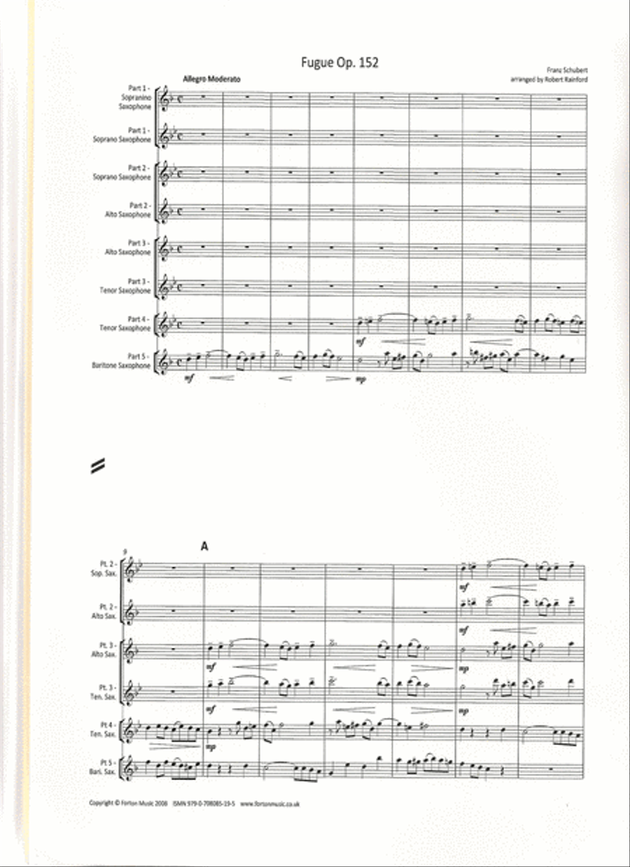 Fugue op 152 Saxophone Quintet scores gallery preview page 2