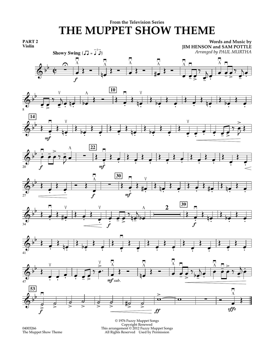 The Muppet Show Theme - Pt.2 - Violin Concert Band scores gallery preview page 1