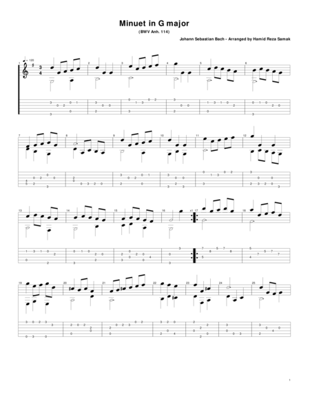 Bach Minuet in G for Guitar