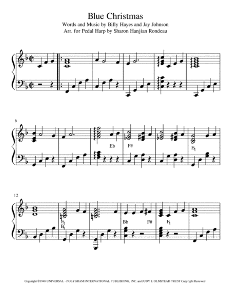 Blue Christmas Harp scores gallery preview page 1
