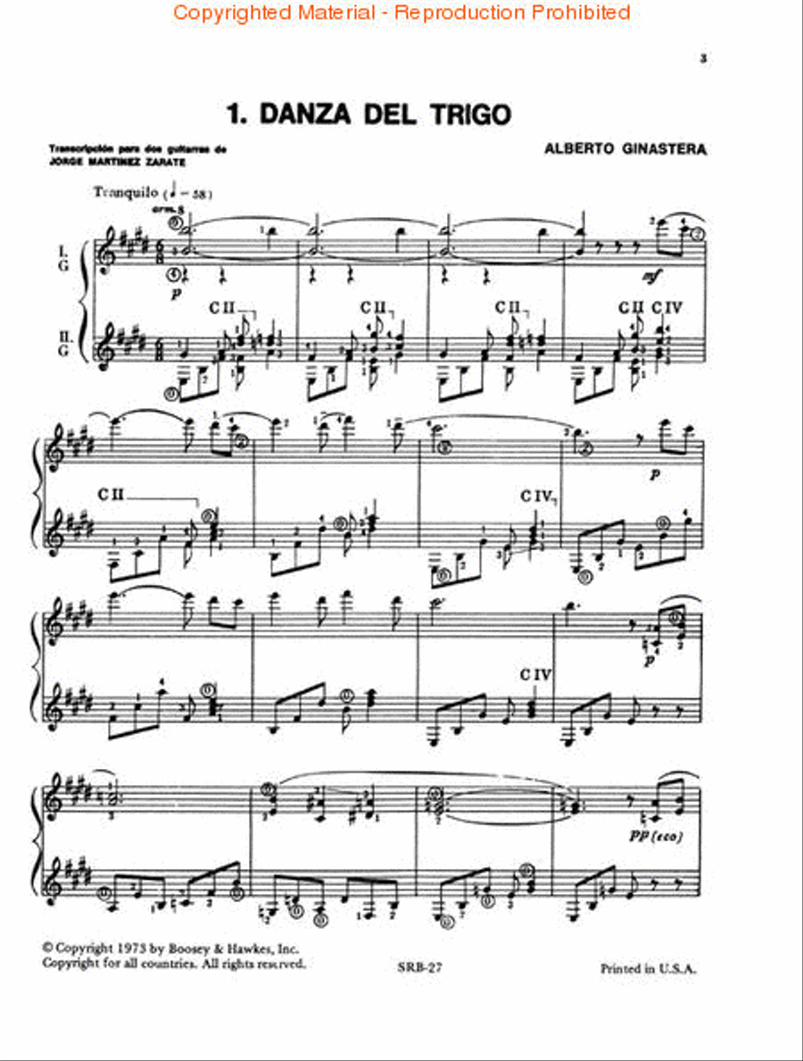 Tres Danzas del Ballet Estancia Acoustic Guitar scores gallery preview page 2