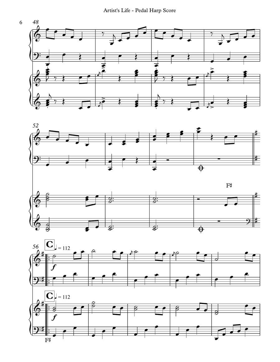 Artist’s Life, Op. 316 - Pedal Harp Score & Parts Pedal Harp scores gallery preview page 6