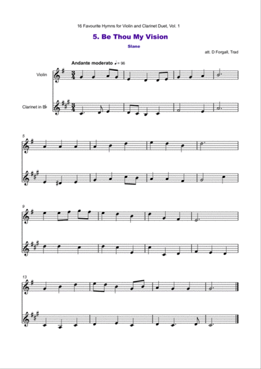 16 Favourite Hymns Vol.1 for Violin and Clarinet Duet Clarinet Duet scores gallery preview page 6