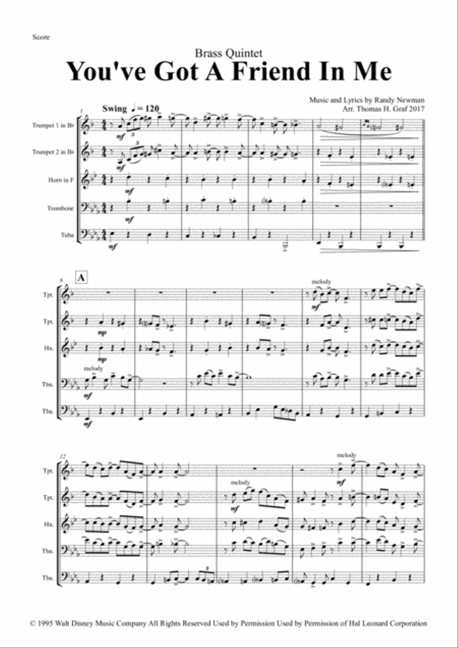 You've Got A Friend In Me Euphonium scores gallery preview page 1
