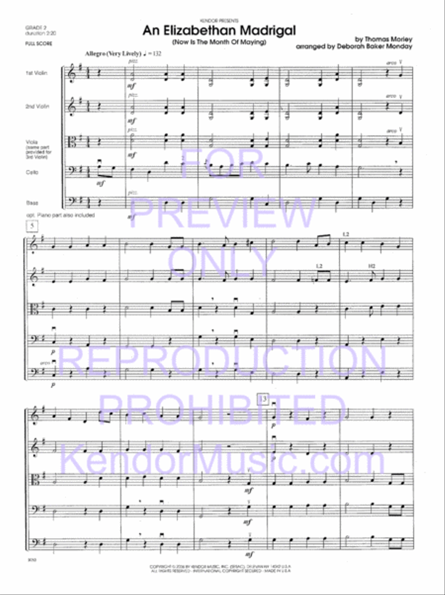 Elizabethan Madrigal, An (Now Is The Month Of Maying) (Full Score) Choir scores gallery preview page 4