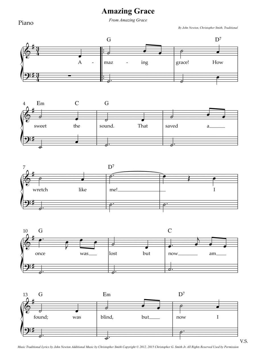 Amazing Grace Amazing Grace Piano Solo scores gallery preview page 1