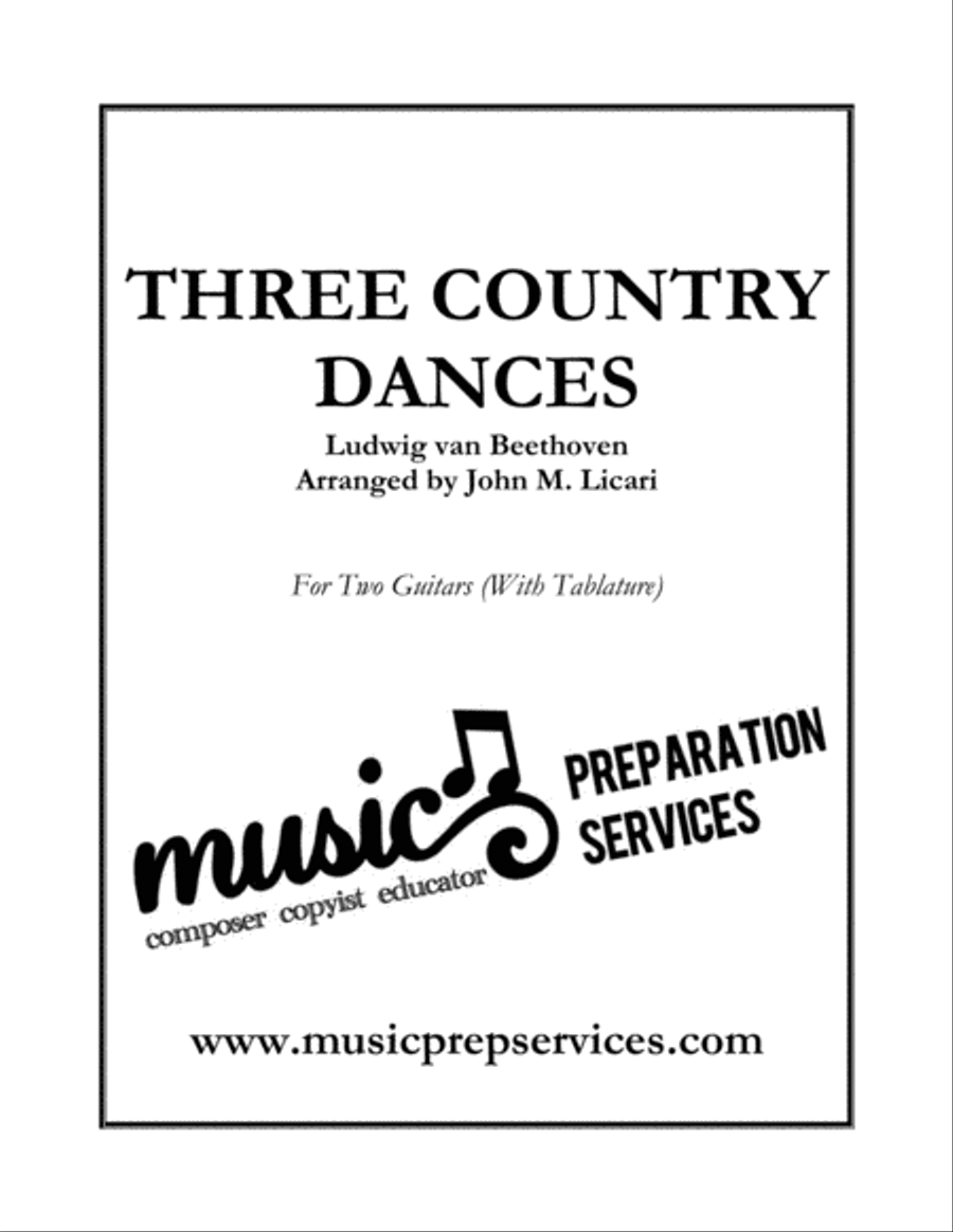 Three Country Dances - Ludwig van Beethoven (Two Guitars) Acoustic Guitar scores gallery preview page 1
