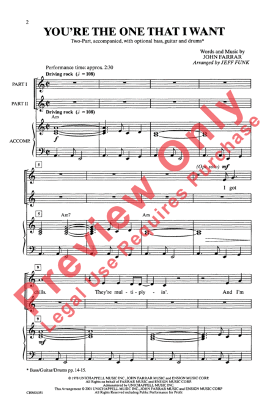You're the One That I Want 2-Part scores gallery preview page 2