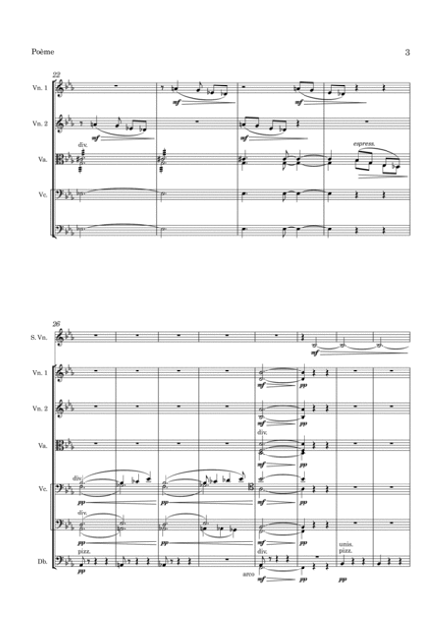 Chausson Po me OP. 25 for Violin and String Orchestra by Ernest