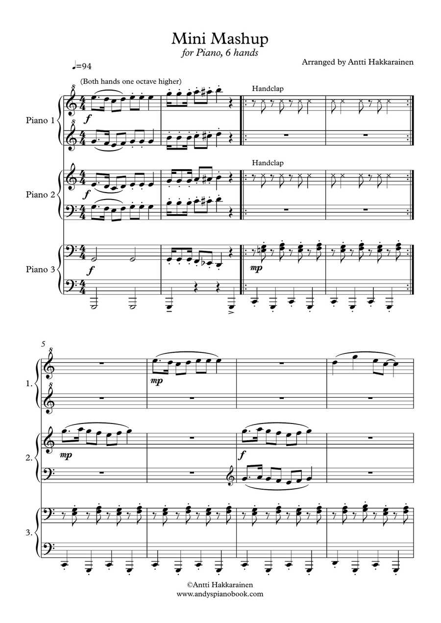 Mini Mashup (Piano, 6 Hands) Easy Piano scores gallery preview page 2