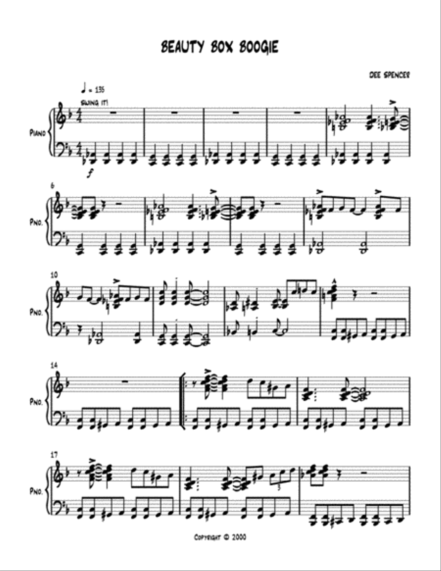 BEAUTY BOX BOOGIE Piano Solo scores gallery preview page 1