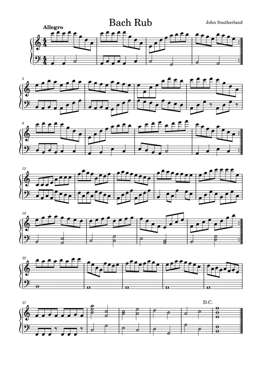 Bach Rub Piano Solo scores gallery preview page 1