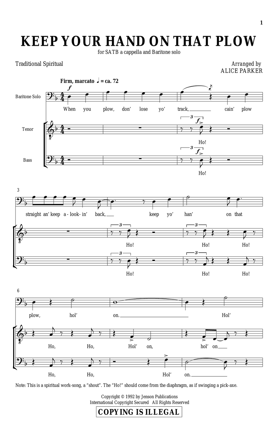 Keep Your Hand On That Plow 4-Part scores gallery preview page 1