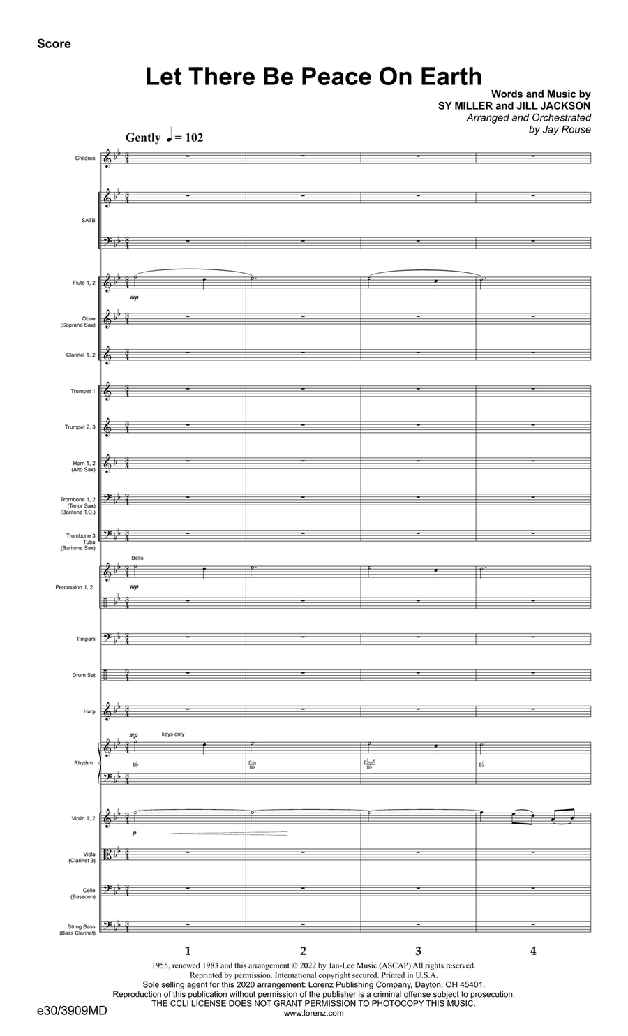 Let There Be Peace on Earth - Downloadable Orchestration Set of Parts scores gallery preview page 3