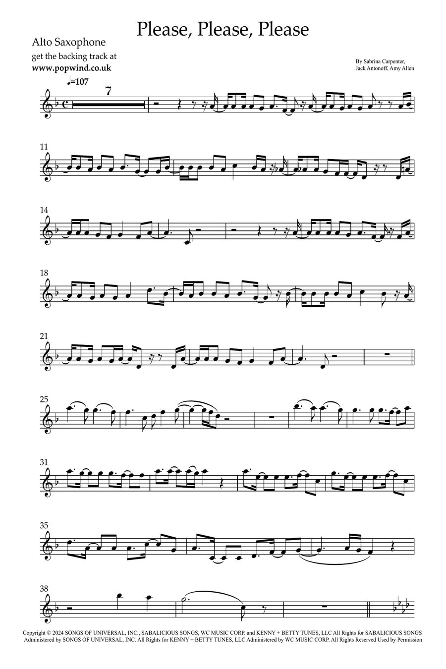 Please Please Please Alto Saxophone scores gallery preview page 1