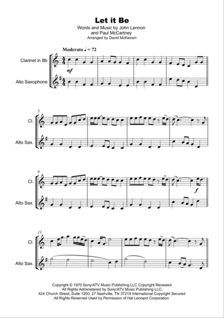 Let It Be Woodwind Duet scores gallery preview page 2