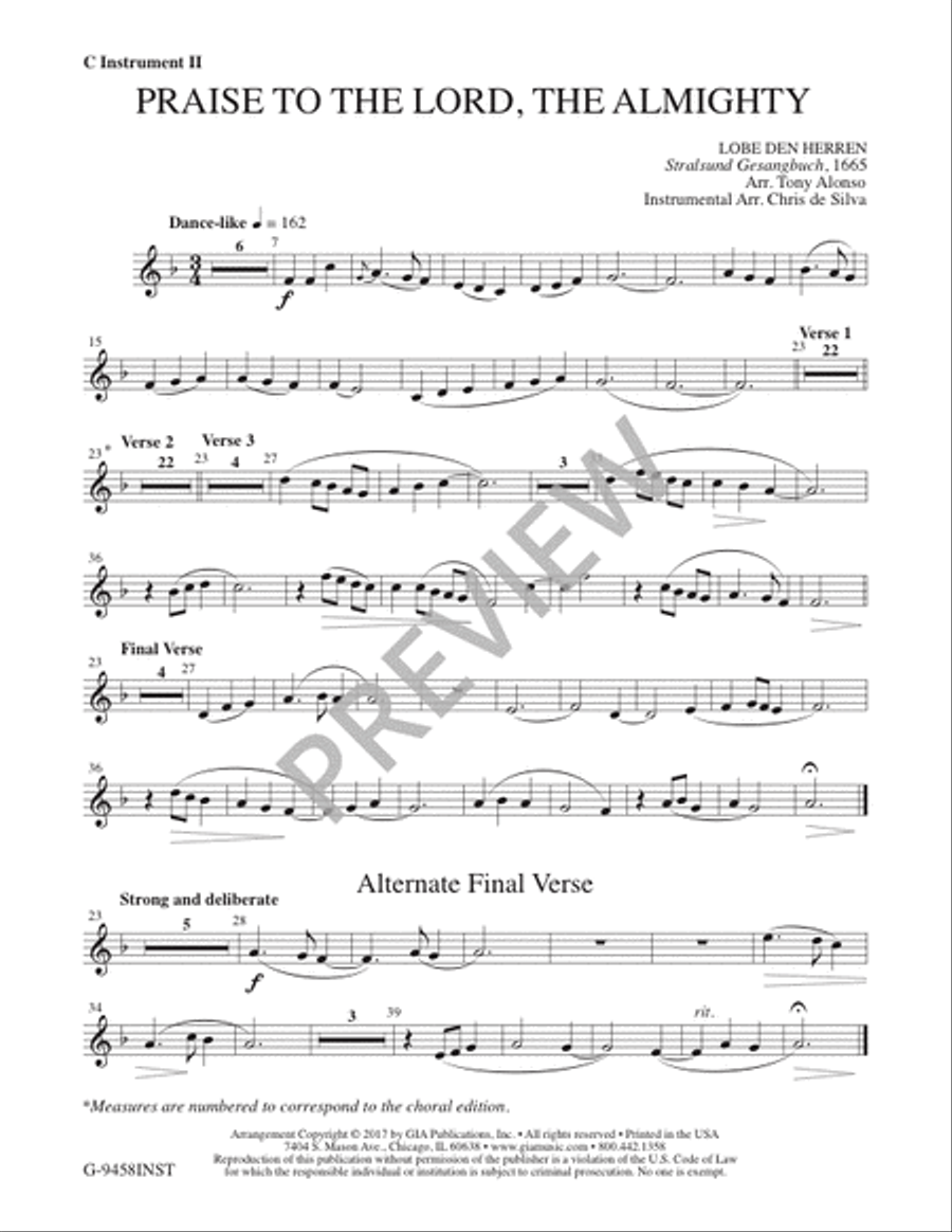 Praise to the Lord, the Almighty - Instrument edition Guitar scores gallery preview page 3