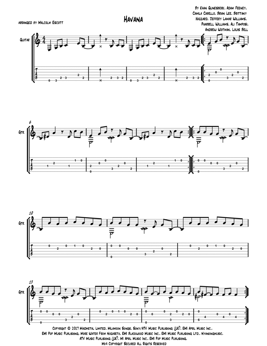 Havana Havana Electric Guitar scores gallery preview page 1