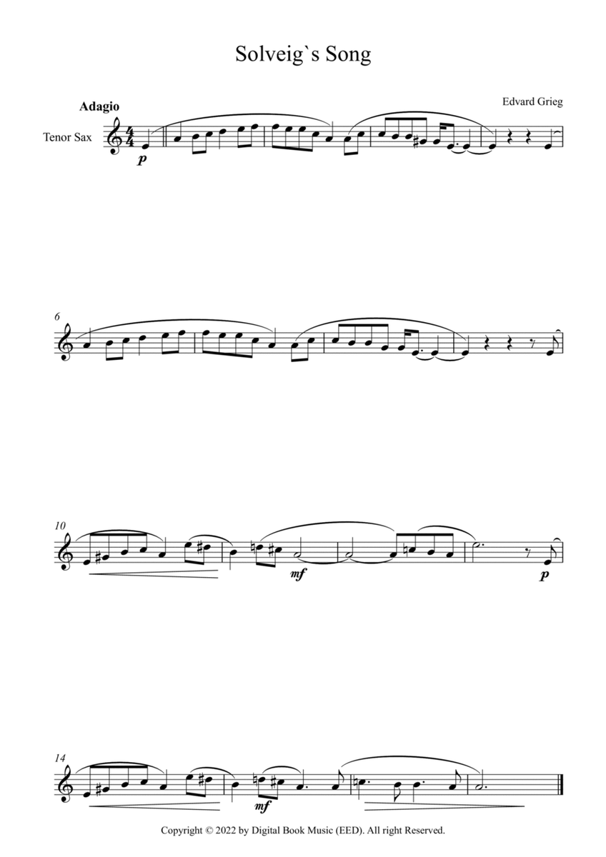 Solveig`s Song - Edvard Grieg (Tenor Sax)