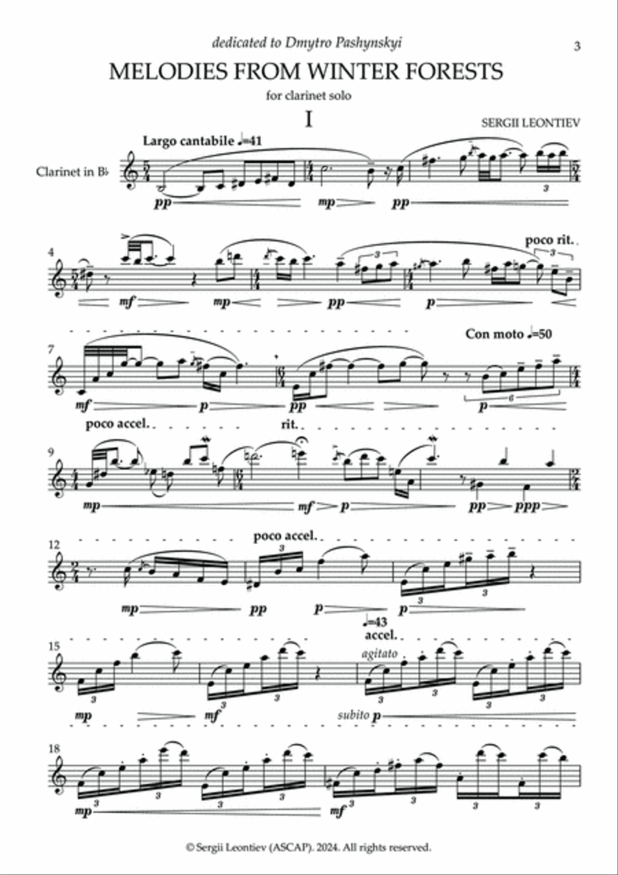 Melodies from Winter Forests B-Flat Clarinet scores gallery preview page 5