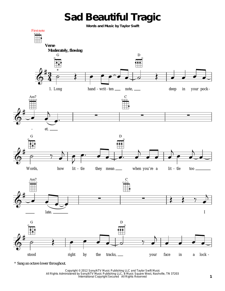 Sad Beautiful Tragic Ukulele scores gallery preview page 1