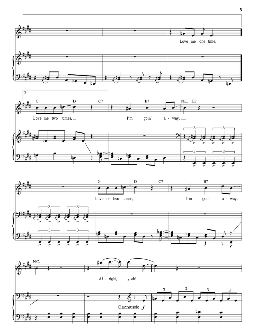 Love Me Two Times Love Me Two Times Piano, Vocal scores gallery preview page 3