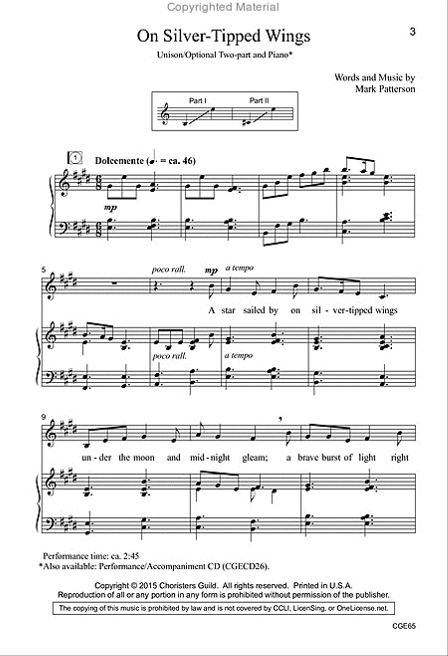 On SilverTipped Wings (Unison/Two-part) Unison Choir scores gallery preview page 2