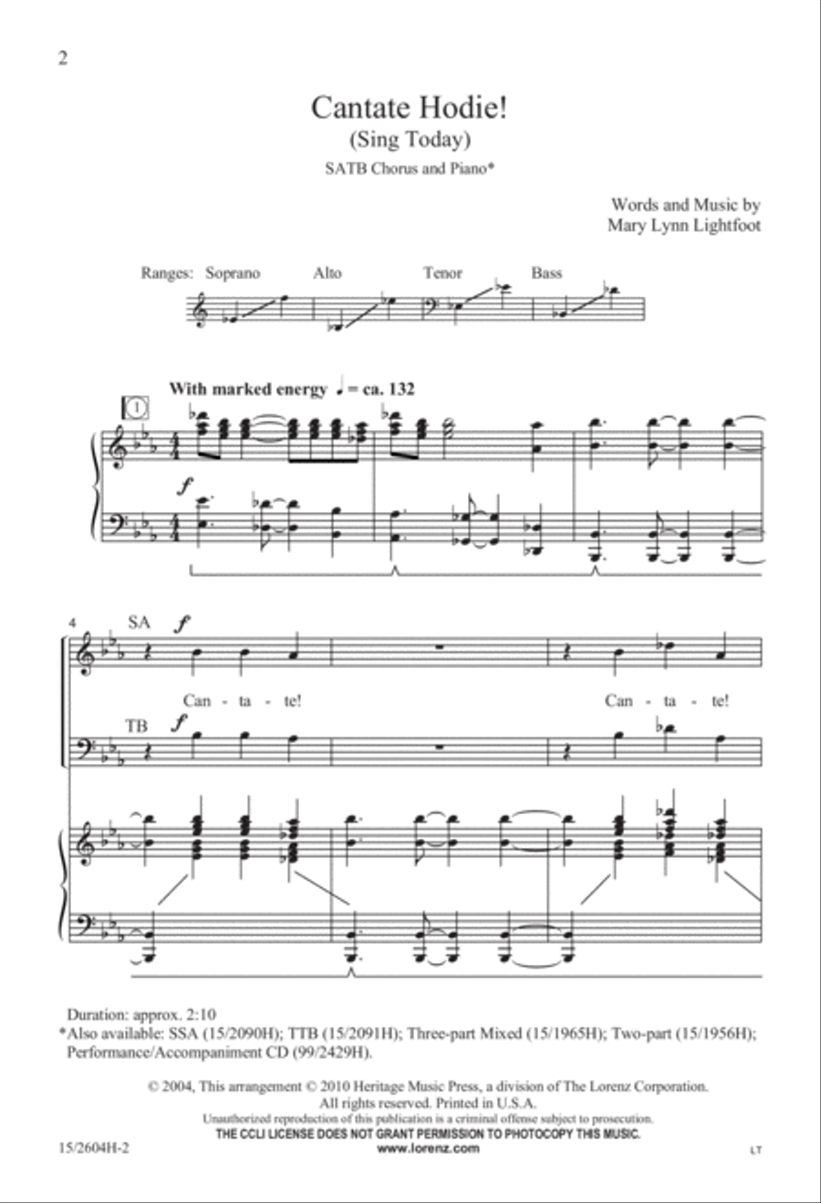 Cantate Hodie! (Sing Today) 4-Part scores gallery preview page 3