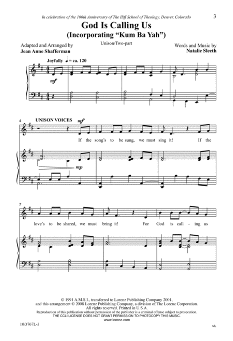 God Is Calling Us Unison Choir scores gallery preview page 3