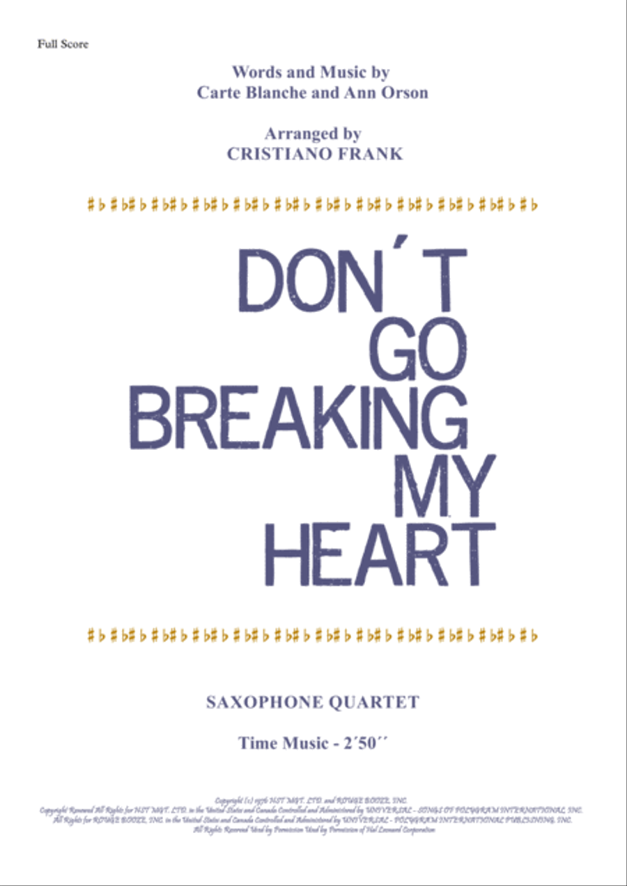 Don't Go Breaking My Heart Small Ensemble scores gallery preview page 1