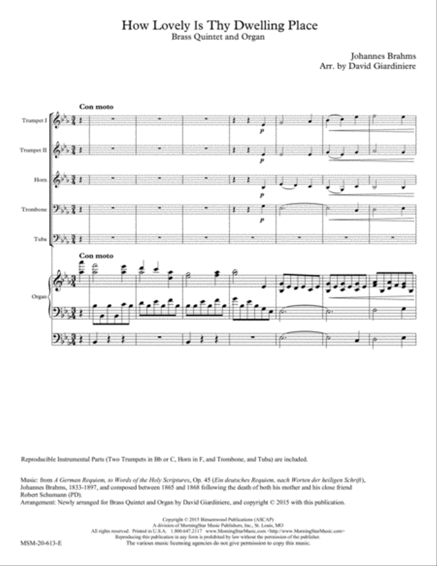 How Lovely is Thy Dwelling Place Organ scores gallery preview page 1