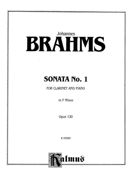 Brahms: Sonata No. 1 in F Minor, Op. 120 by Johannes Brahms Part - Digital Sheet Music