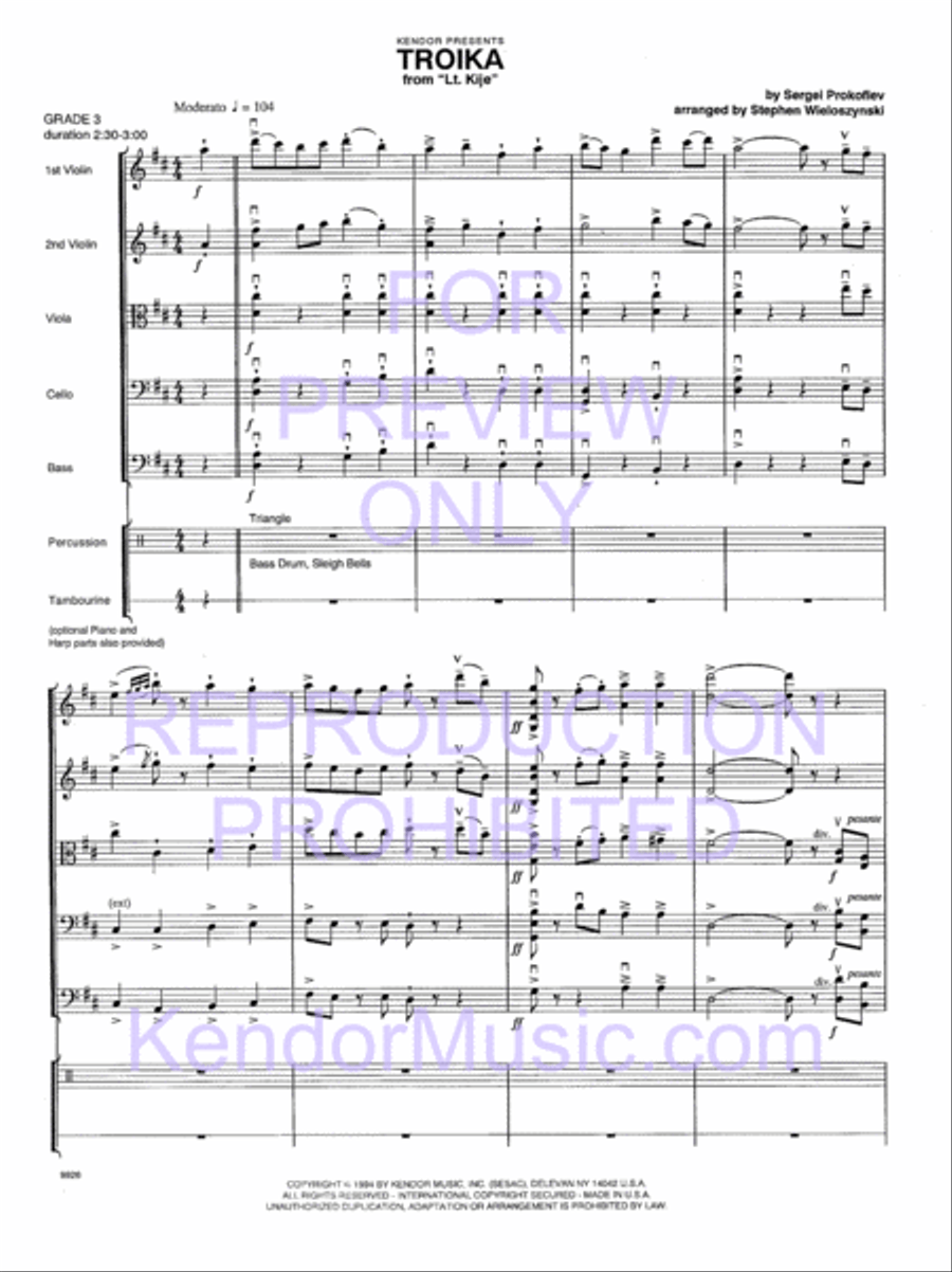 Troika (from Lt. Kije) String Orchestra scores gallery preview page 4