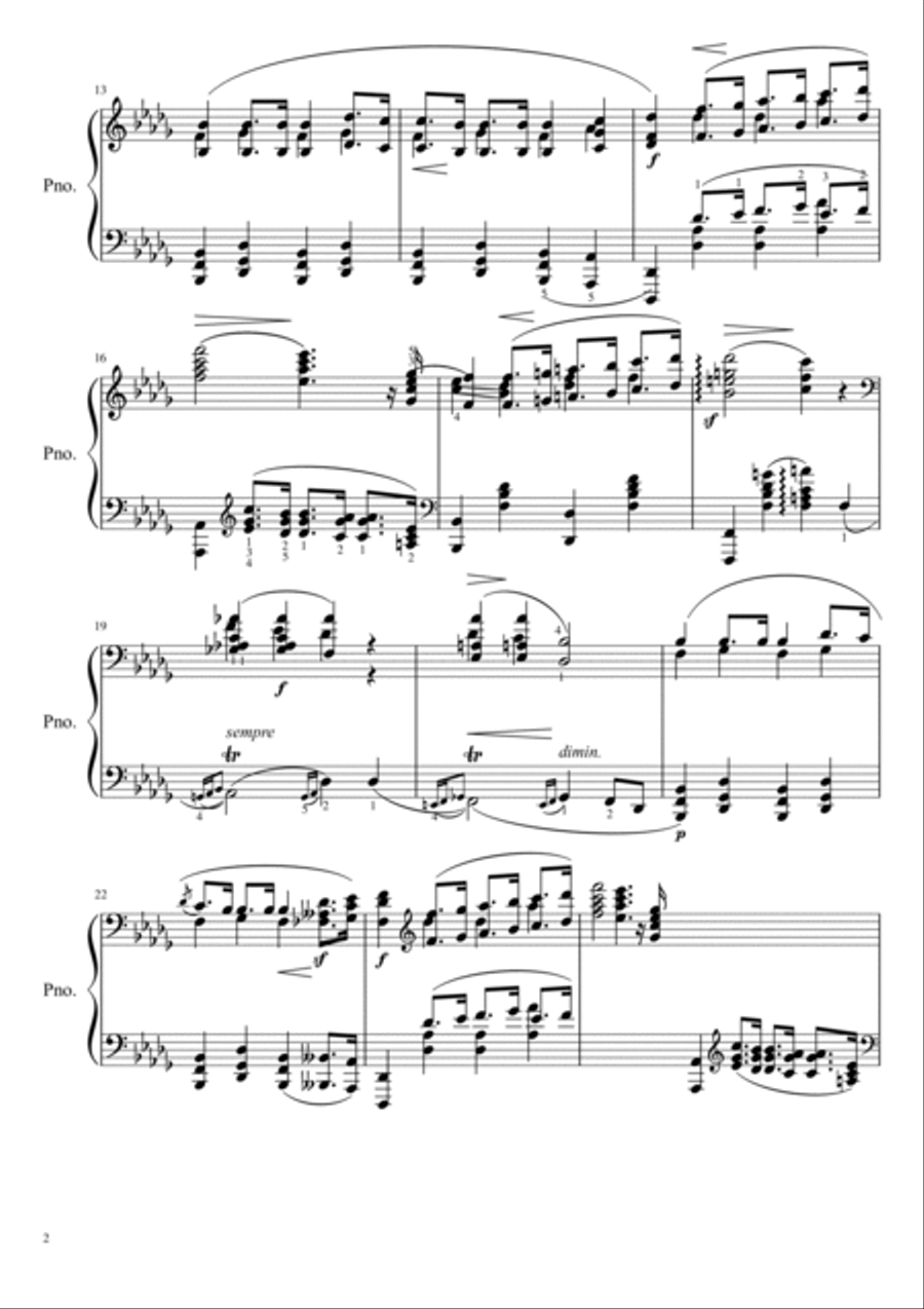 Chopin - Sonate Op. 35 - 3rd Mvt - Marche Fùnebre - Original With Fingered Piano Solo scores gallery preview page 2
