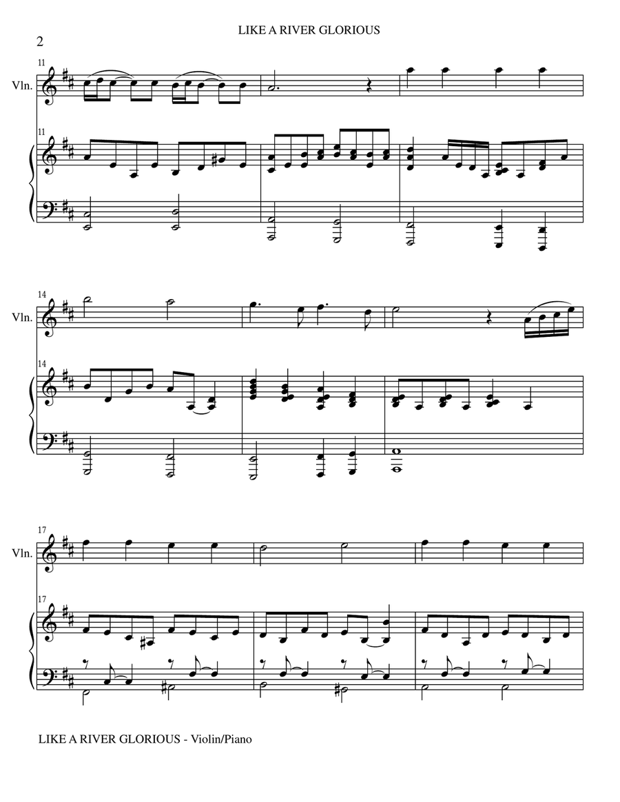 LIKE A RIVER GLORIOUS (Violin Piano and Violin Part) Violin Solo scores gallery preview page 2