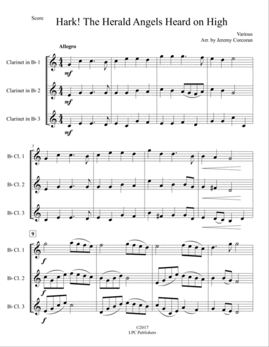 Hark! The Herald Angels Heard on High for Clarinet Trio Clarinet Trio scores gallery preview page 2