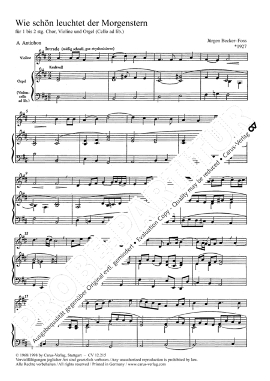 How brightly beams the morning star (Wie schon leuchtet der Morgenstern) Unison Choir scores gallery preview page 2