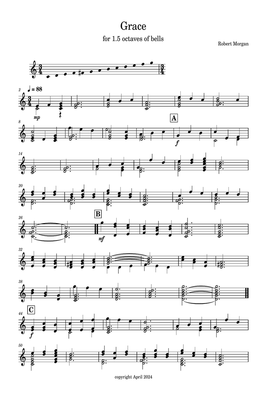 Grace Grace Handbell Choir scores gallery preview page 1