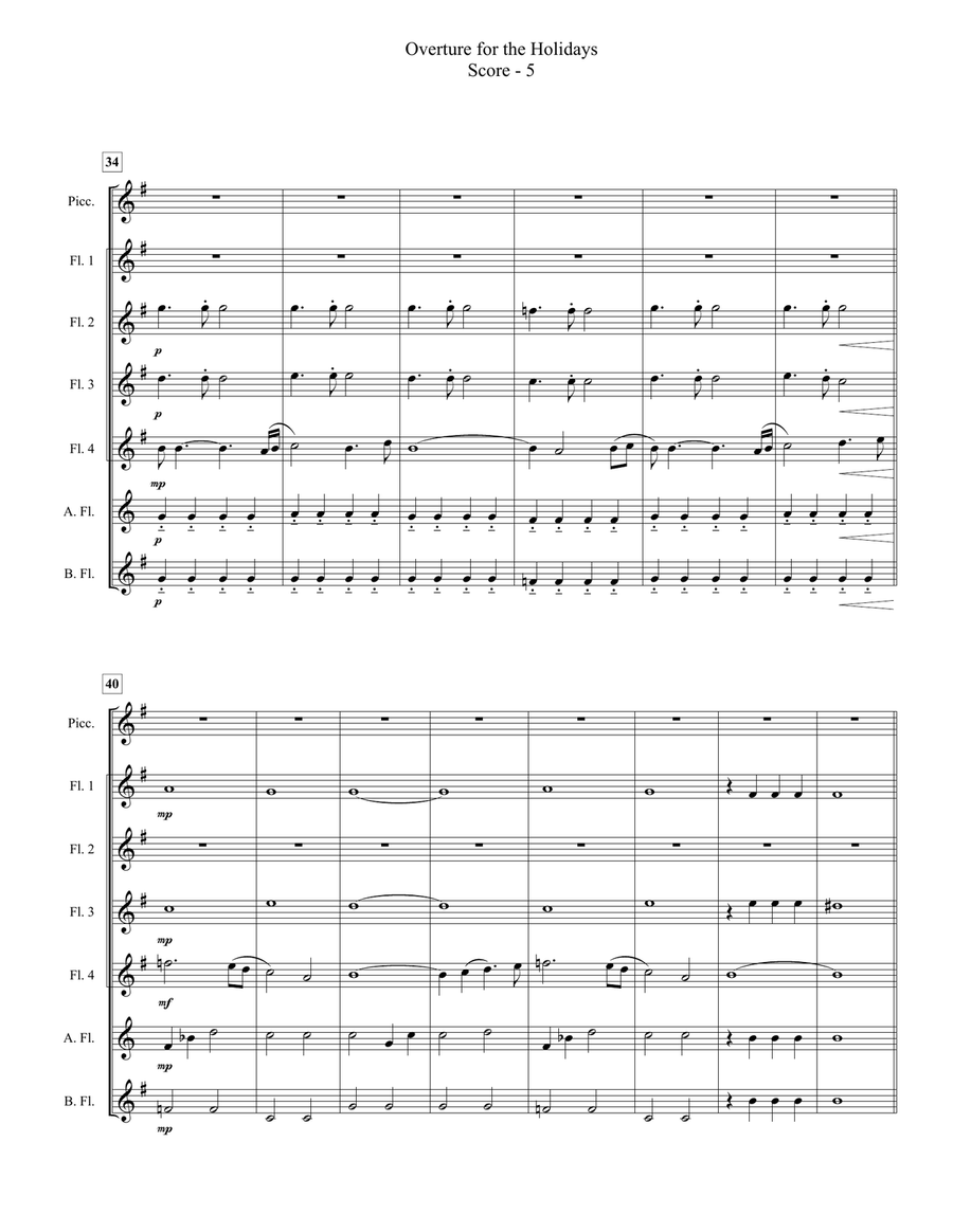 Overture for the Holidays (for Flute Choir) Flute Choir scores gallery preview page 5