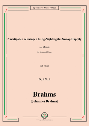 Book cover for Brahms-Nachtigallen schwingen lustig-Nightingales Swoop Happily,in F Major,for Tenor or Soprano and