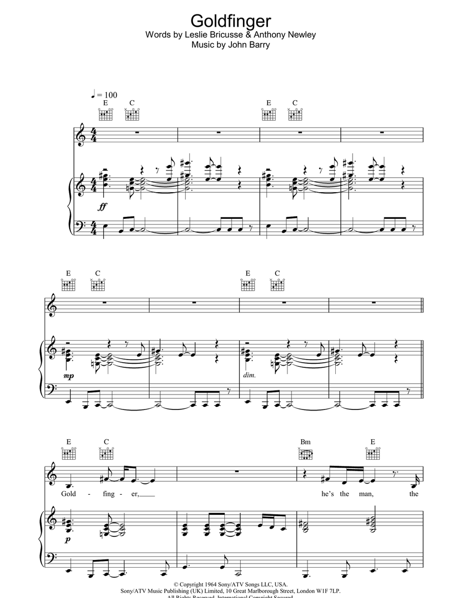 Goldfinger Goldfinger Piano, Vocal, Guitar scores gallery preview page 1
