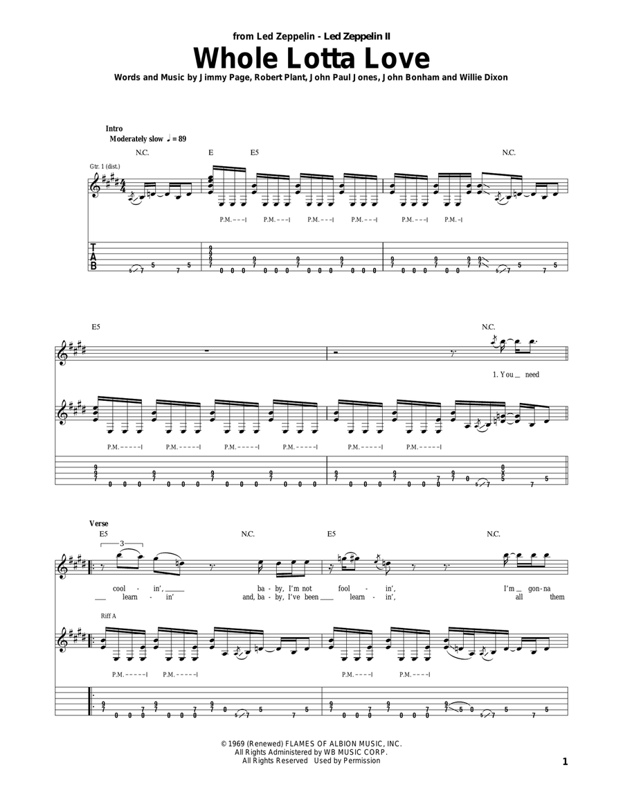 Whole Lotta Love Acoustic Guitar scores gallery preview page 1