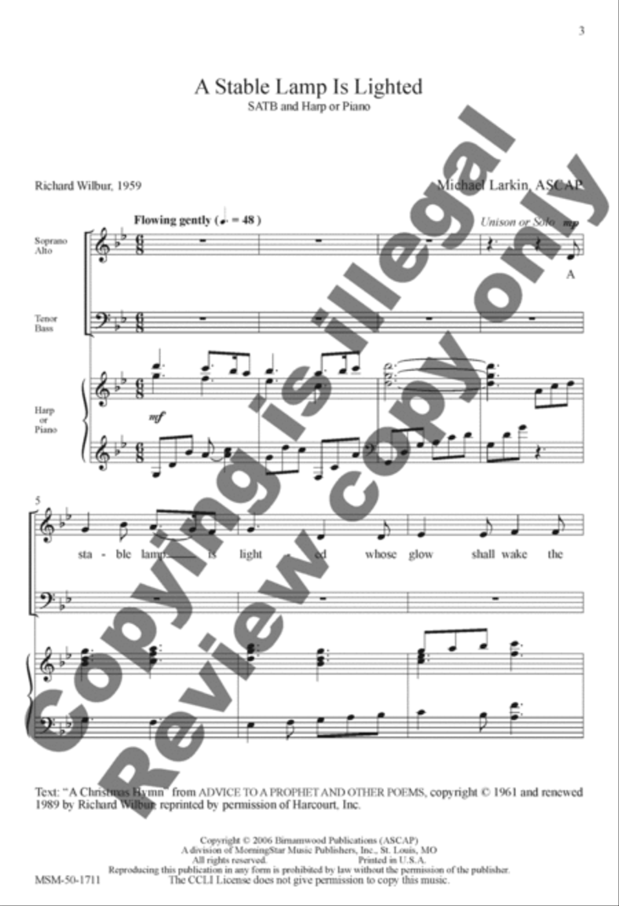 A Stable Lamp Is Lighted 4-Part scores gallery preview page 2