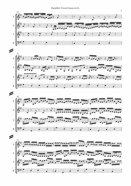 J. Pachelbel: (Vocal) CANON (in G), for SATB choir a cap.