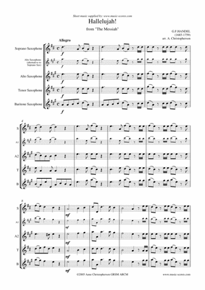 Hallelujah Chorus - Sax Quartet - C ma