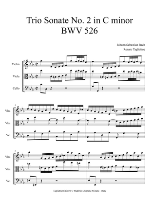 BACH J.S. - BWV 526 - Trio Sonate No. 2 in C minor - Arr. for Trio String