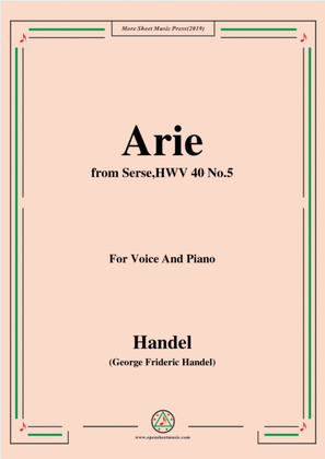 Book cover for Handel-Arie,from Serse HWV 40 No.5,for Voice&Piano